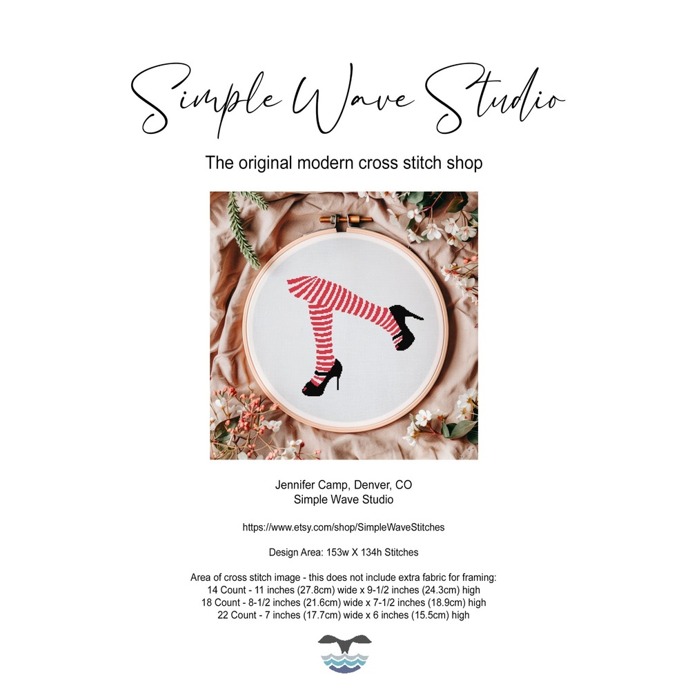 Subversive Red Stocking Sexy Legs High‎ Heels Counted Cross Stitch Pattern Kit
